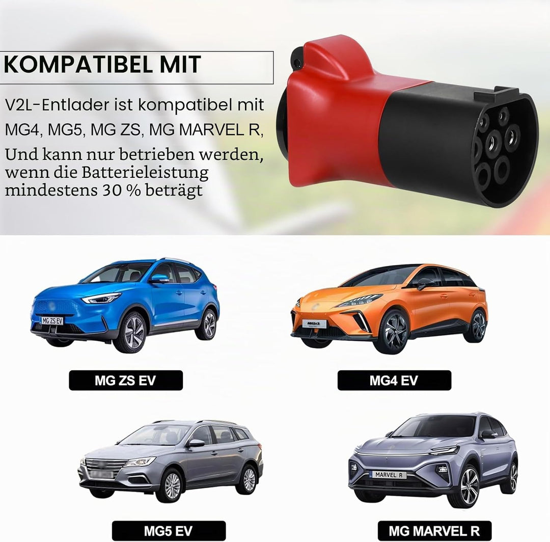 Adapter V2L für MG EV,Adapter Typ 2 auf Schuko, 3.5KW 16A 220V Adapter von Fahrzeug zu Last,mit MG4,