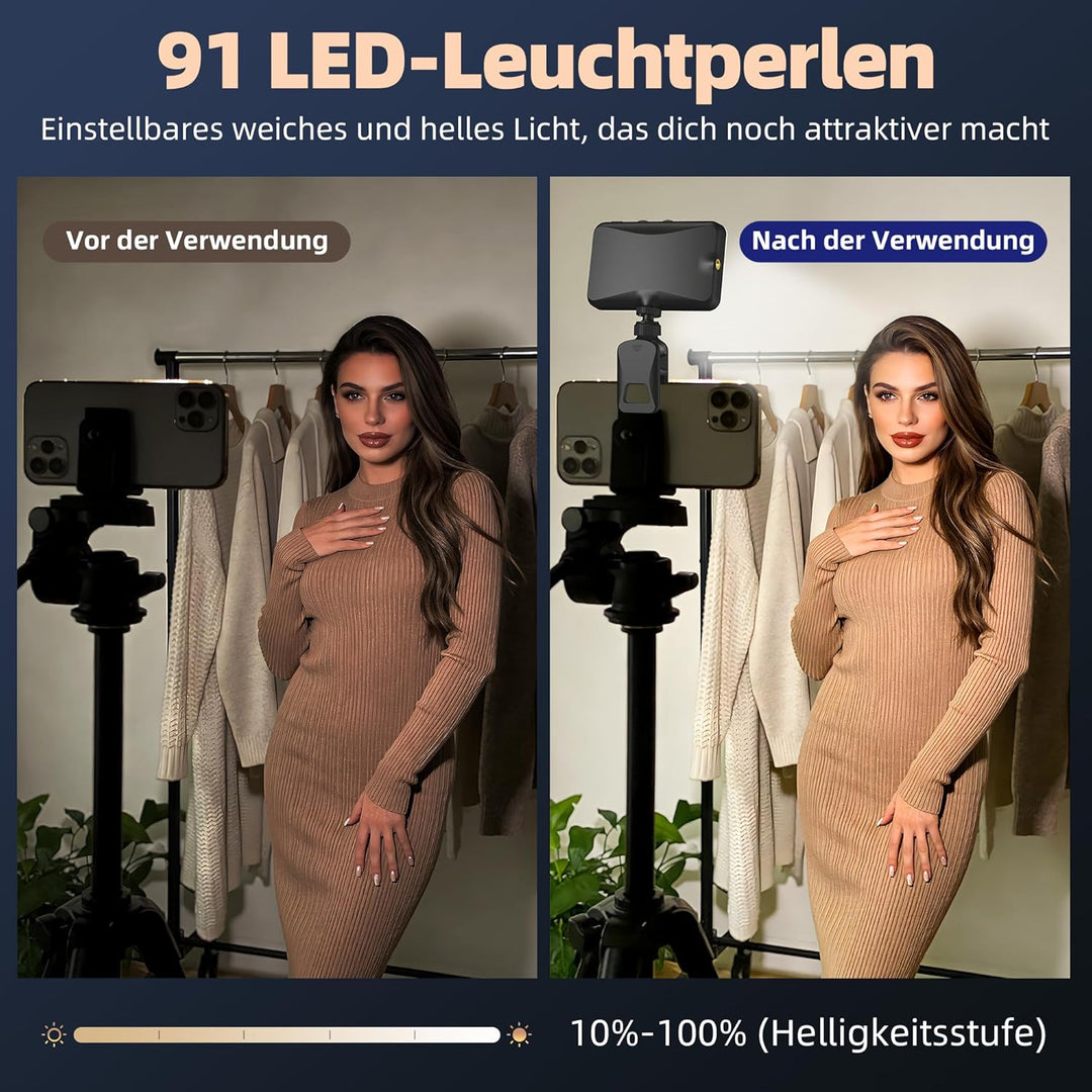 TENTEK Selfie Licht Für Videoanrufe,Selfies,Zoom Meetings Selfielampe Clip-On Videolicht Für Handy/P