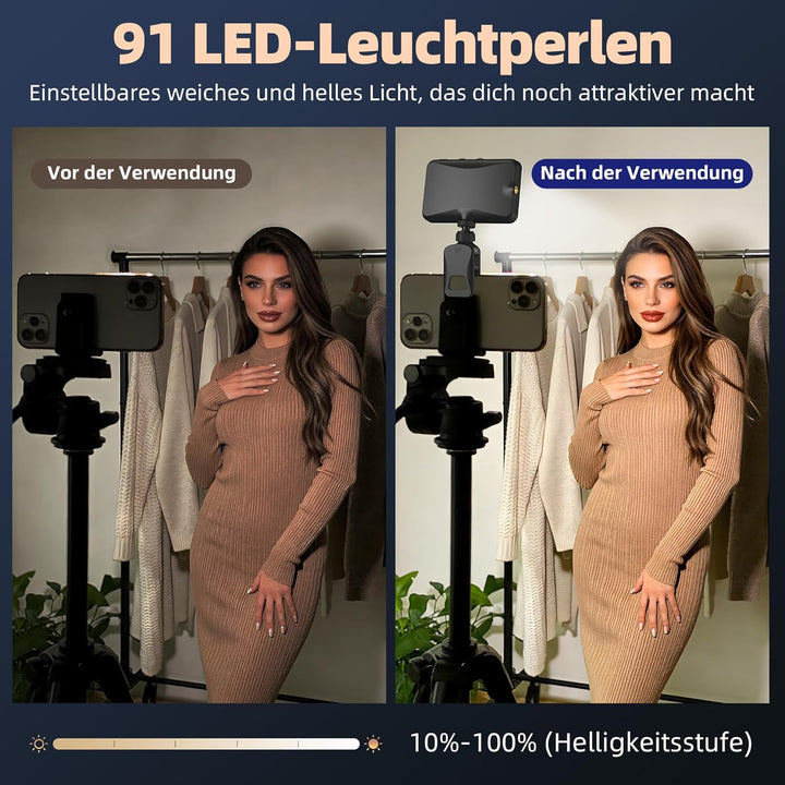 TENTEK Selfie Licht Für Videoanrufe,Selfies,Zoom Meetings Selfielampe Clip-On Videolicht Für Handy/P