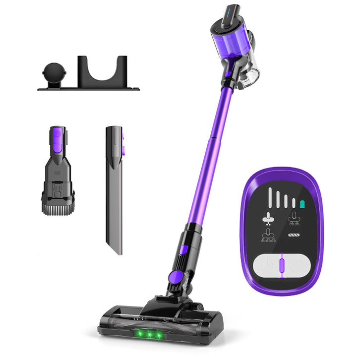 Hearten Akku Staubsauger Kabellos mit LED Display, Leise, 3 Betriebsarten, Kabelloser Staubsauger mi