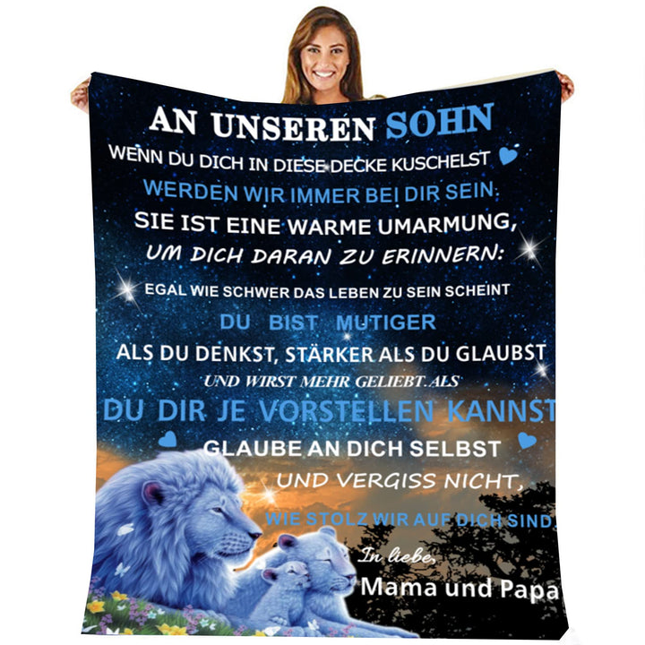 Personalisierte Decke Geschenk für Sohn Von Eltern, Kuscheldecke Flauschige An Unseren Sohn Von Mama