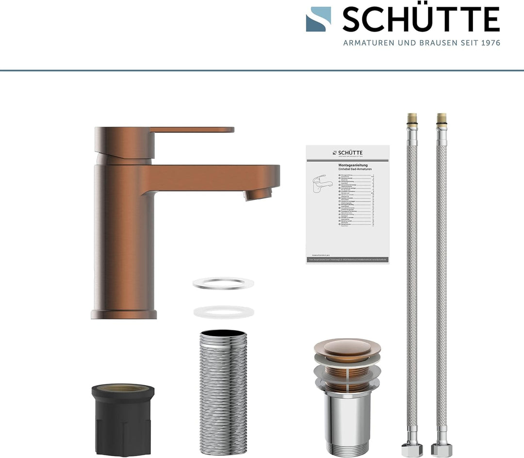 Waschtischarmatur ELEPHANT, Badarmatur, Einhebelmischer mit Ablaufgarnitur, Kupfer, Kupfer