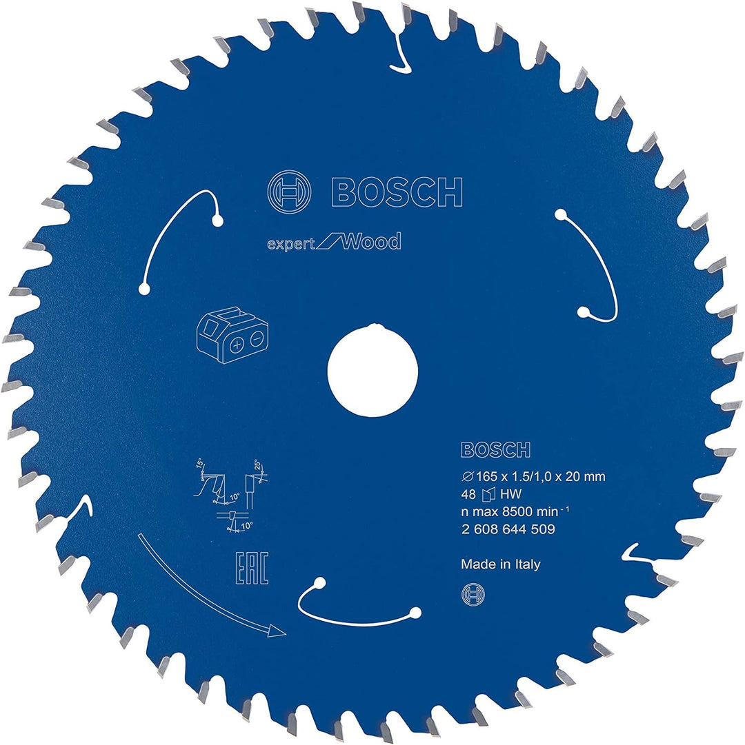 Bosch Accessories 1x Kreissägeblatt Expert for Wood (Holz, Sägeblatt Ø 165 x 20 x 1,5 mm, 48 Zähne,