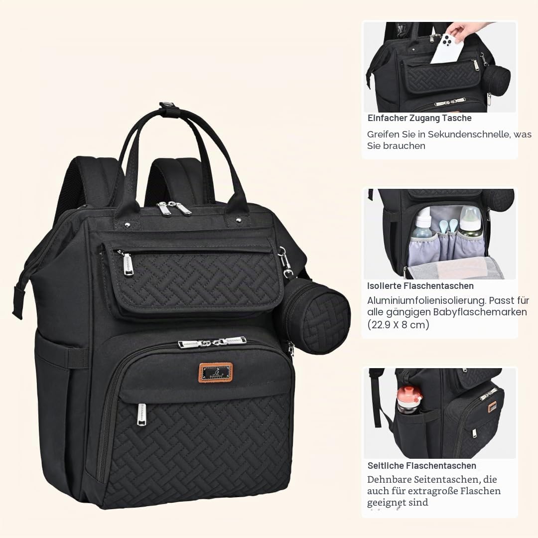 BabbleRoo Wickeltasche Rucksack Multifunktionale Grosse Wickelrucksack Babytasche mit Wickelauflage