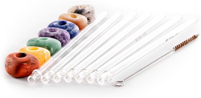 VitaJuwel Crystal Straw | ALL7 SET - Strohhalme aus Glas mit 7 Edelsteinen (Partyset)