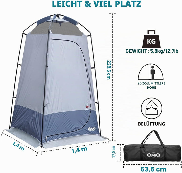 UNP Camping Duschzelt, Outdoor-Camping, Sichtschutz, Umkleidezimmer, tragbares WC-Zelt für Wandern,