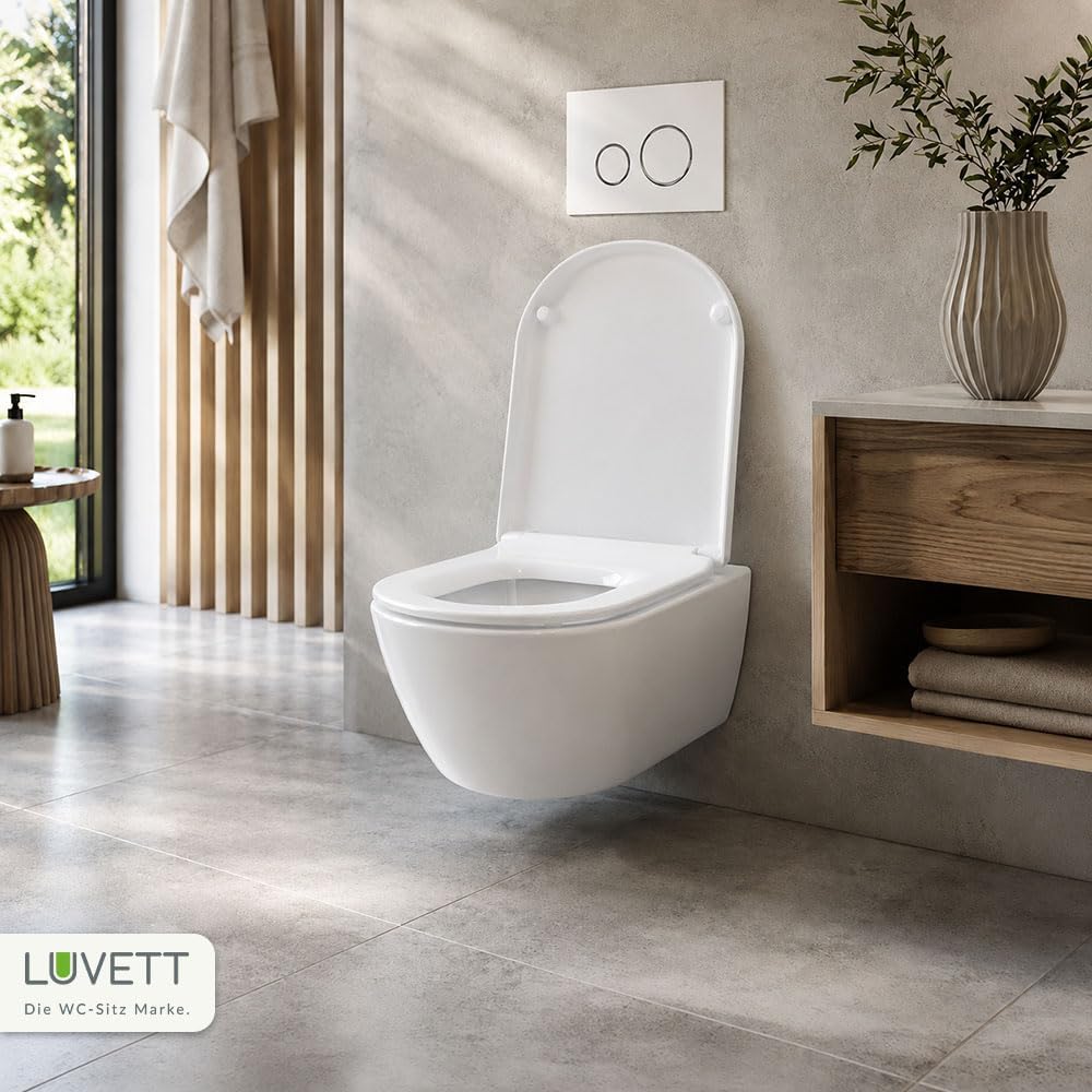 LUVETT® D900 Toilettendeckel mit Absenkautomatik D Form Weiss - SoftClose Klodeckel Abnehmbar - Klob