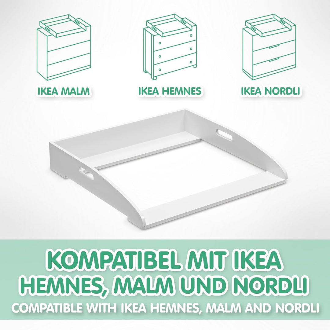 CADANI Wickelaufsatz ILA – Verstellbarer Universal Wickeltisch-Aufsatz kompatibel mit IKEA Kommoden