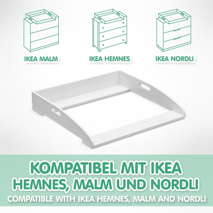 CADANI Wickelaufsatz ILA – Verstellbarer Universal Wickeltisch-Aufsatz kompatibel mit IKEA Kommoden