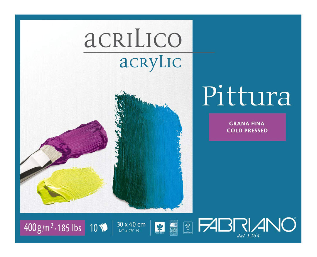 Fabriano 40003040 Acrylmalpapier, Baumwolle, weiss, 30 x 40 x 0.5 cm, 30 x 40 x 0.5 cm