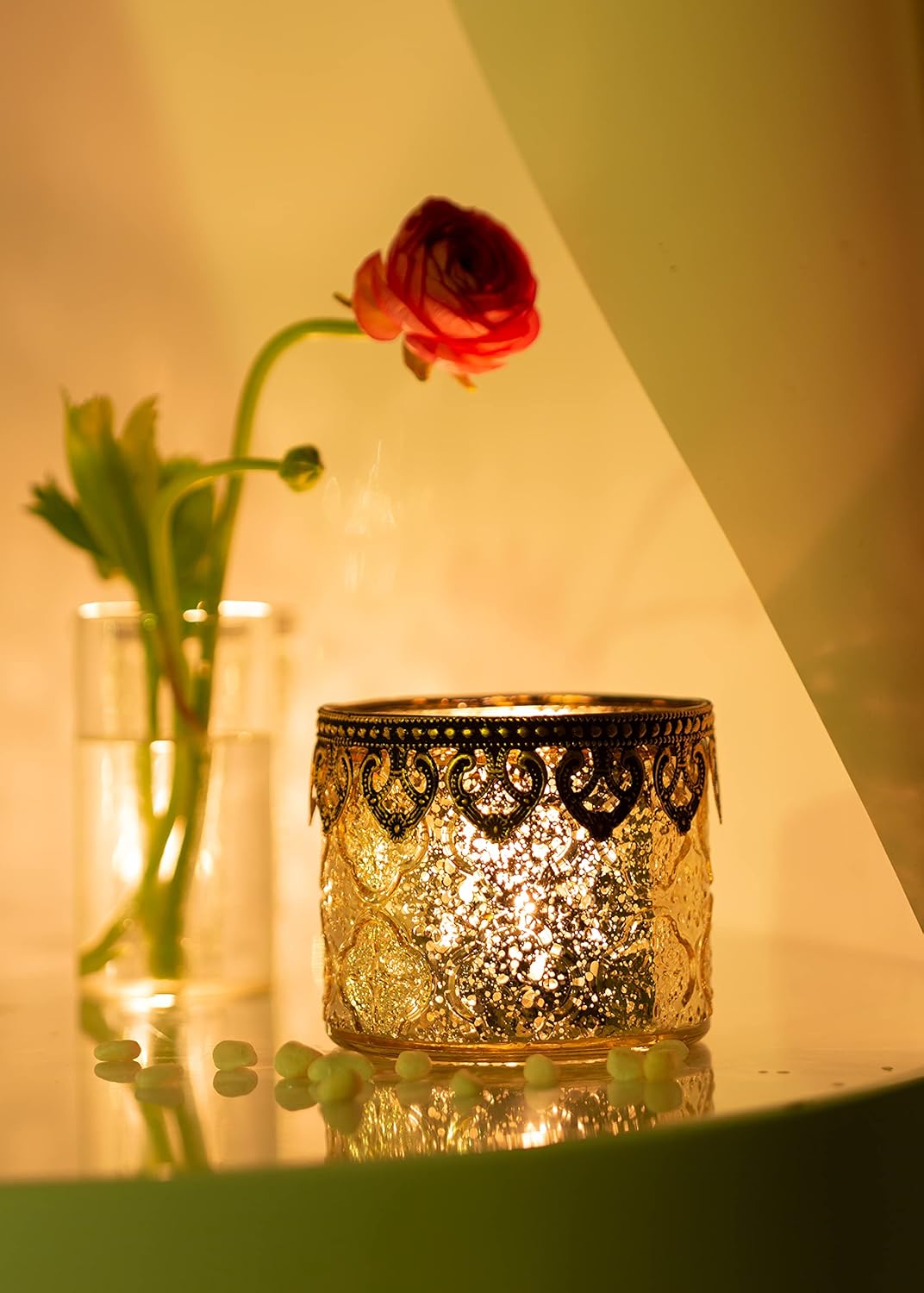 Jinfa 4er-Set orientalischer Teelichthalter aus Glas Windlichter Kerzengläser Teelichtgläser Geschen