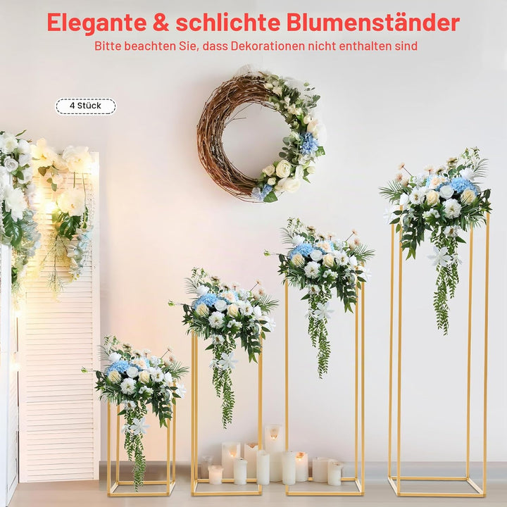 4 Stück Blumenständer 40/60/80/100cm Geometrisch, Abnehmbar Hochzeit Herzstück Tische, Geometrischer