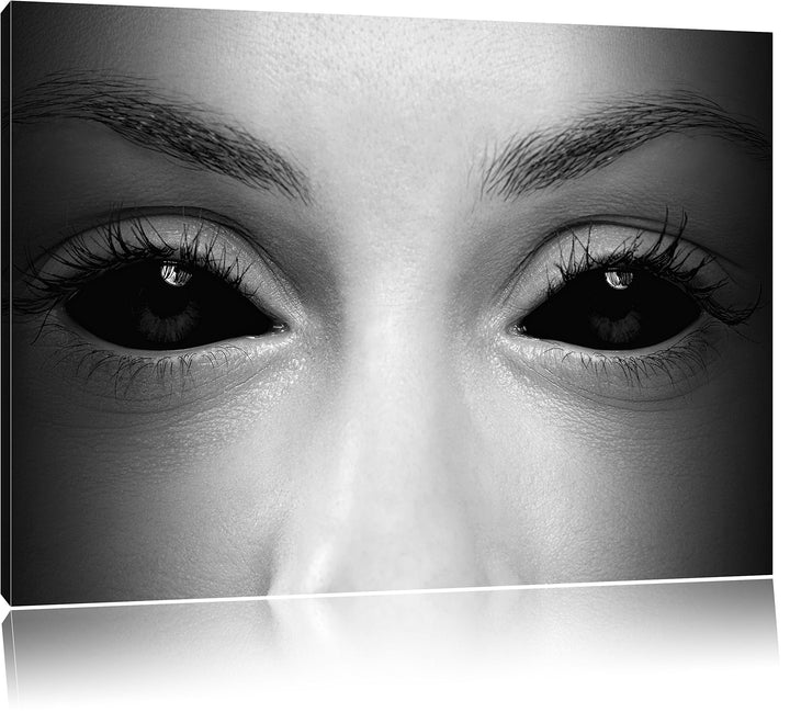 Pixxprint Böse Dämonenaugen Kunst B&W als Leinwandbild/Grösse: 100x70 cm/Wandbild/Kunstdruck/fertig