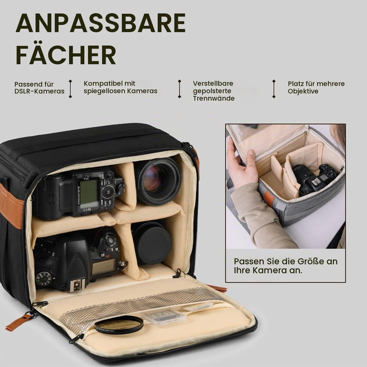 C Coiro Kameratasche Spiegelreflex Wasserdicht, Kamera Tasche Klein, Kamera Umhängetasche für Kompak