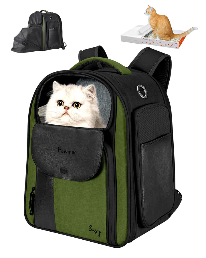 Sensej x Pawmee Katzenrucksack mit Staufach für Katzentoilette – Tragbar &amp; Platzsparend, Ausziehbare
