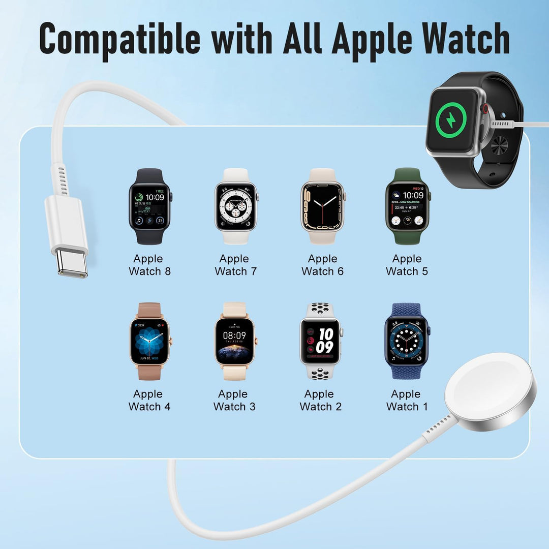 Apple Watch Ladekabel USB C 1M, 2Pack Original iWatch Ladekabel Ladegerät Schnellladekabel Charger A