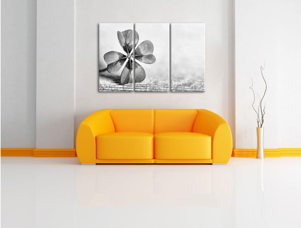 Pixxprint Glücks Kleeblatt mit 4 Blättern als Leinwandbild | Grösse: 3 Teilig (120x80) | Wandbild| K