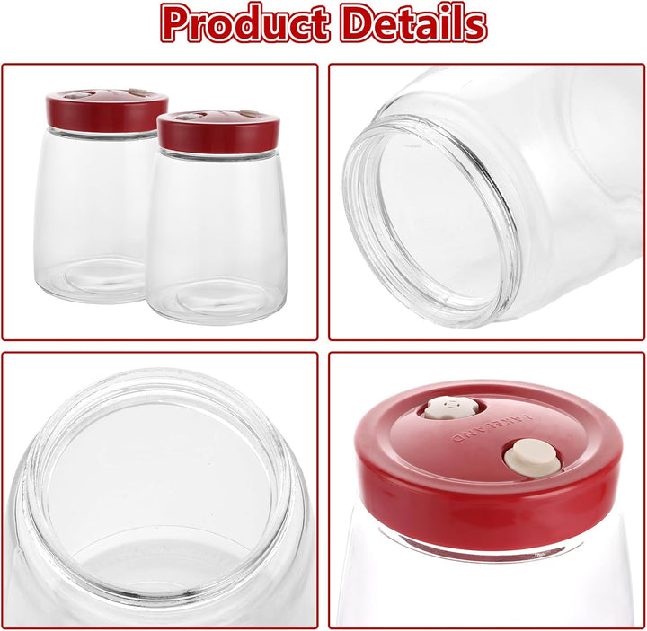 4 Stück Fermentierglas, 1.4 L Gärglas mit Entlüftungsventil, Transparent Kimchi Behälter, Kimchi Con