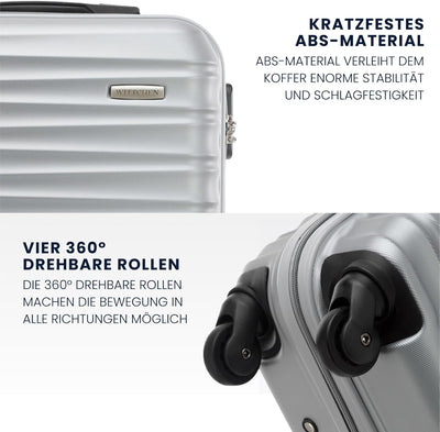 WITTCHEN Reisekoffer 4er Koffer-Set Rollkoffer Trolley Handgepäck Hartschale aus ABS mit 4 Spinner-R