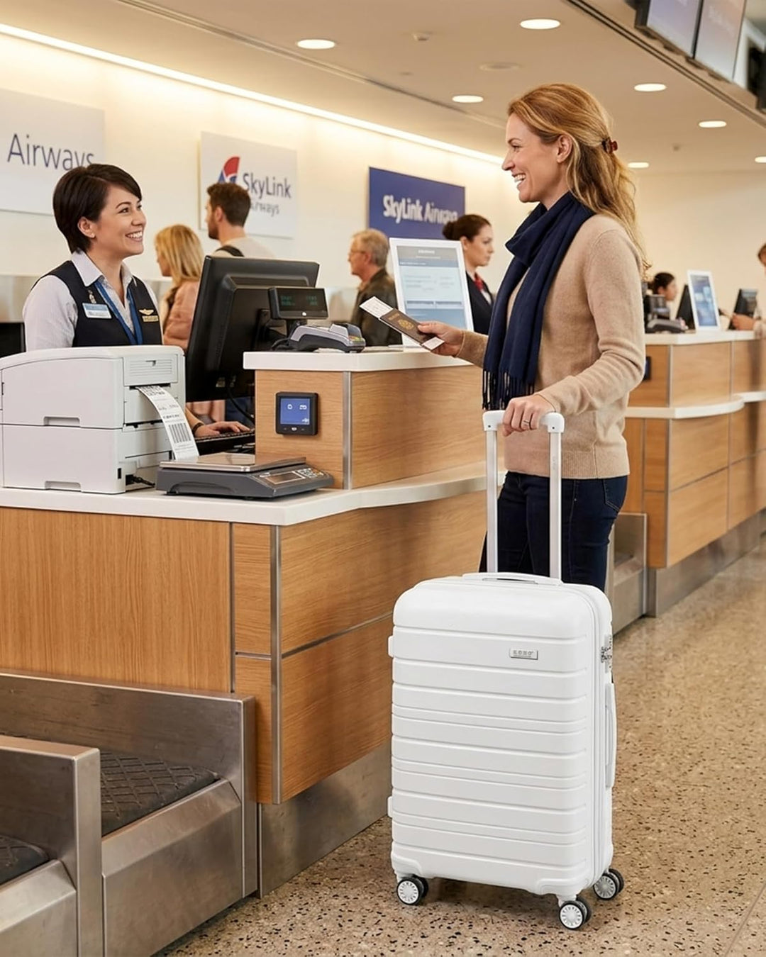 KONO Carry-ons Luggage Kleiner Koffer Handgepäck 55x40x20 Leicht Kabinentrolley Handgepäckkoffer Har