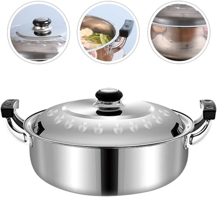 Zerodeko Dual-handle Edelstahl Hotpot Geteilter Fondue-topf Für Geschmäcker Multifunktionales Kochge