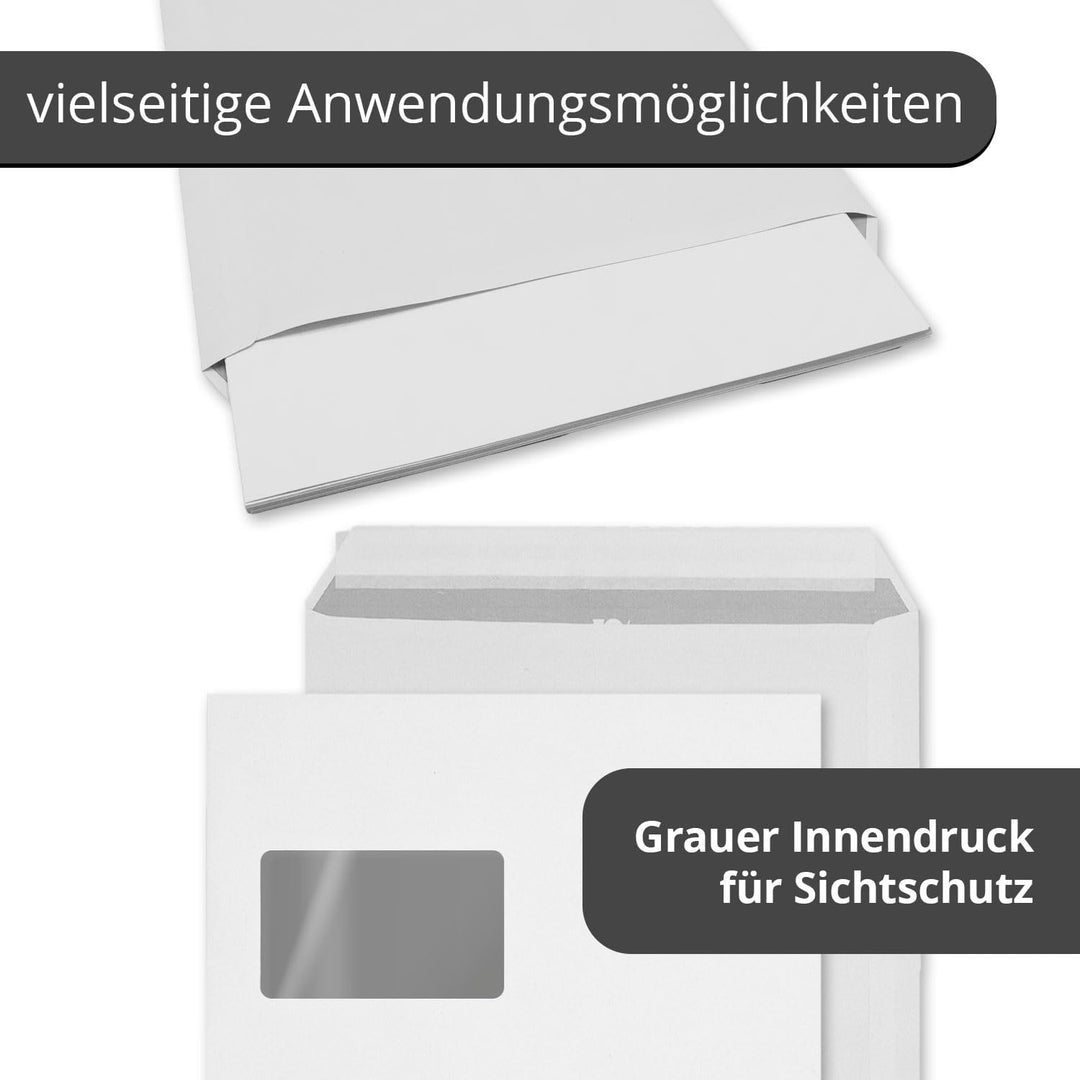 easydruck24de Umschläge mit Fenster DIN C4-250 Stück I Versandtaschen haftklebend mit Abdeckstreifen