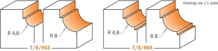 CMT ORANGE TOOLS 963.048.11 - HOHLKEHLEN-PROFIL-FRÄSER HM S=8 D=25.4 R=4.8