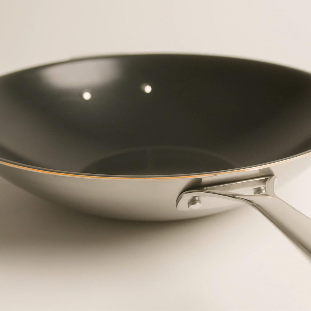 Olav Olavson® Wok Kupferpfanne mit Antihaftbeschichtung aus 5-Schicht-Material, induktions- und spül