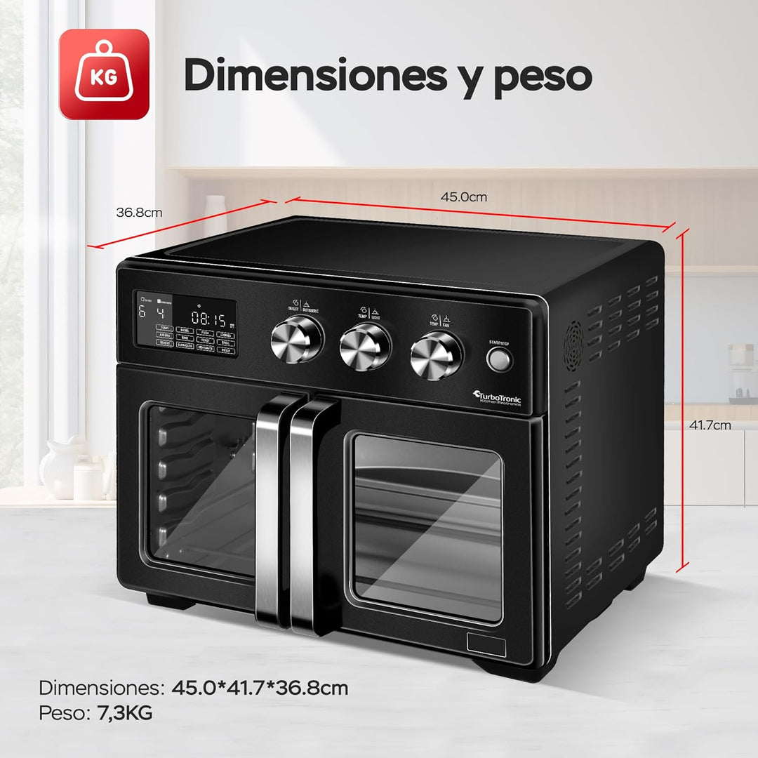TurboTronic Mini Backofen - 4in1 Heissluftofen und Heissluftfritteuse XXL Version 32L inkl. Drehspie