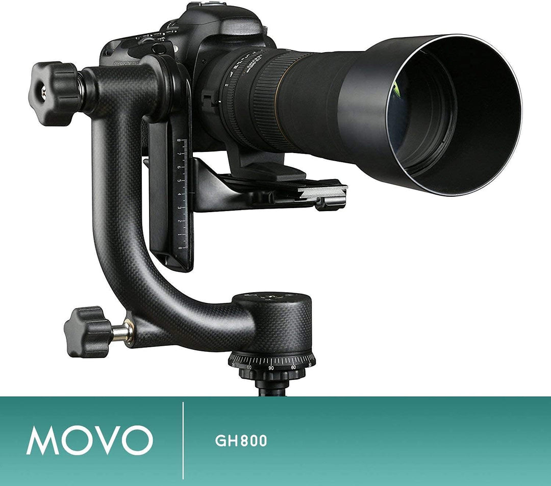 Movo GH800 MKII Kardan-Stativkopf aus Karbonfaser, mit langen und kurzen Arca-Swiss Schnellwechselpl