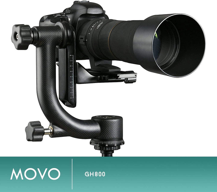 Movo GH800 MKII Kardan-Stativkopf aus Karbonfaser, mit langen und kurzen Arca-Swiss Schnellwechselpl