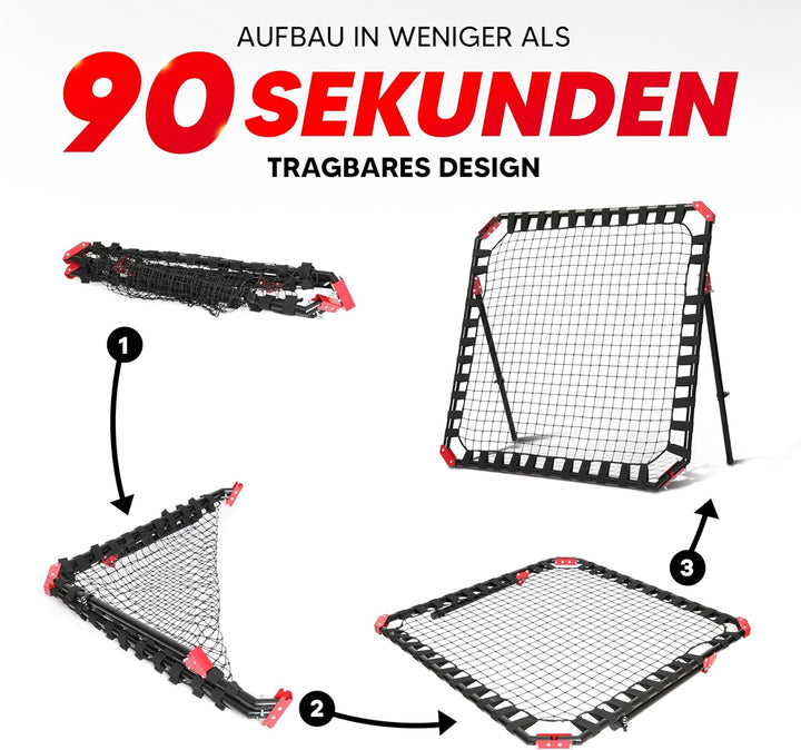 NET Playz - Fussball Kickback Rebounder Tor Stahl Rückprallwand Einstellbar mobil Faltbar, Ausrüstun