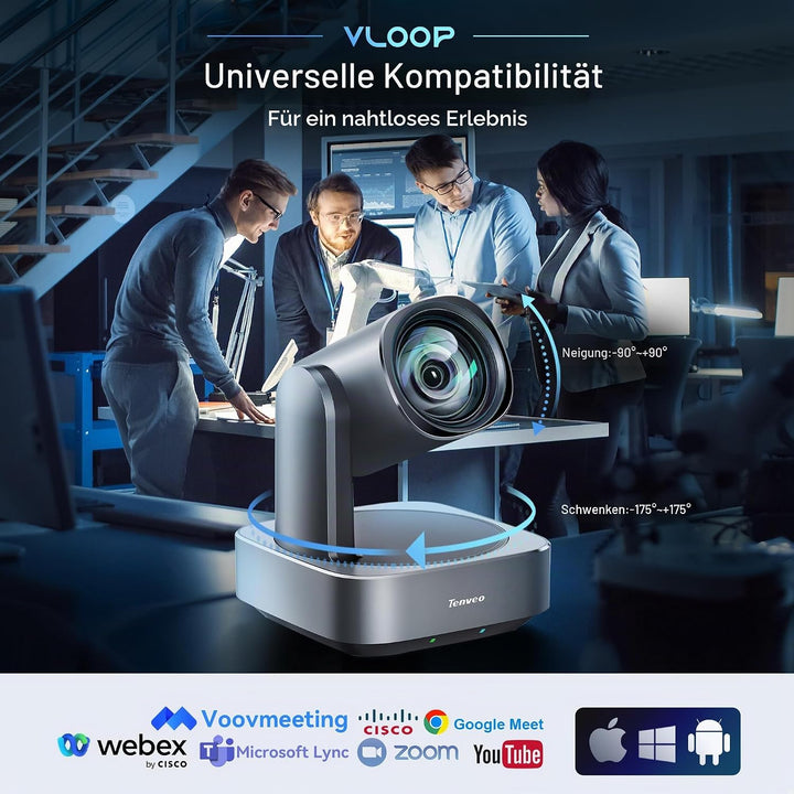 Tenveo 4K PTZ Kamera Streaming Kamera HDMI/USB3.0/PoE/ RJ45 Konferenzkamera 12x Optical Zoom Kamera