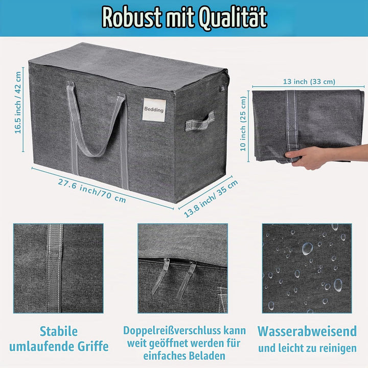VENO 102 Liter Grosse Aufbewahrungstasche, Aufbewahrungsbox mit Deckel, Starke Griffe Umzugstaschen