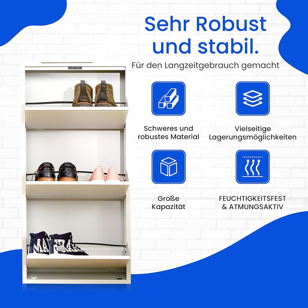 Schuhregal Metall Schuhschrank Hoch Schuhkipper mit Magnetische Abdeckung Montiert Schmal und Wandmo