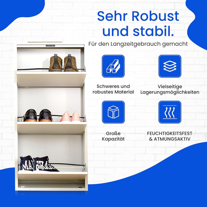 Schuhregal Metall Schuhschrank Hoch Schuhkipper mit Magnetische Abdeckung Montiert Schmal und Wandmo