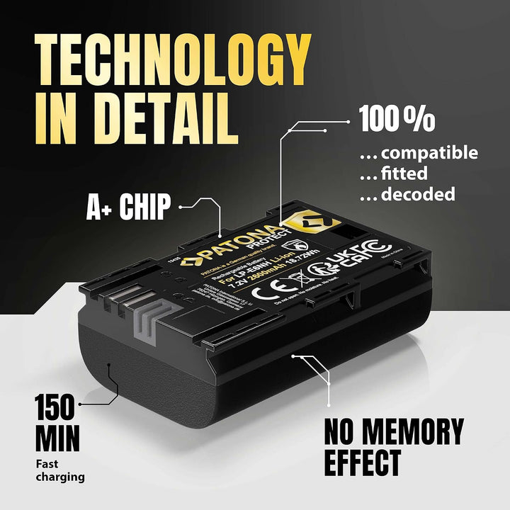 PATONA V1 Protect 2X Akku LP-E6NH (2400mAh) inkl. NTC-Sensor und V1 Gehäuse - mit PD Performance USB