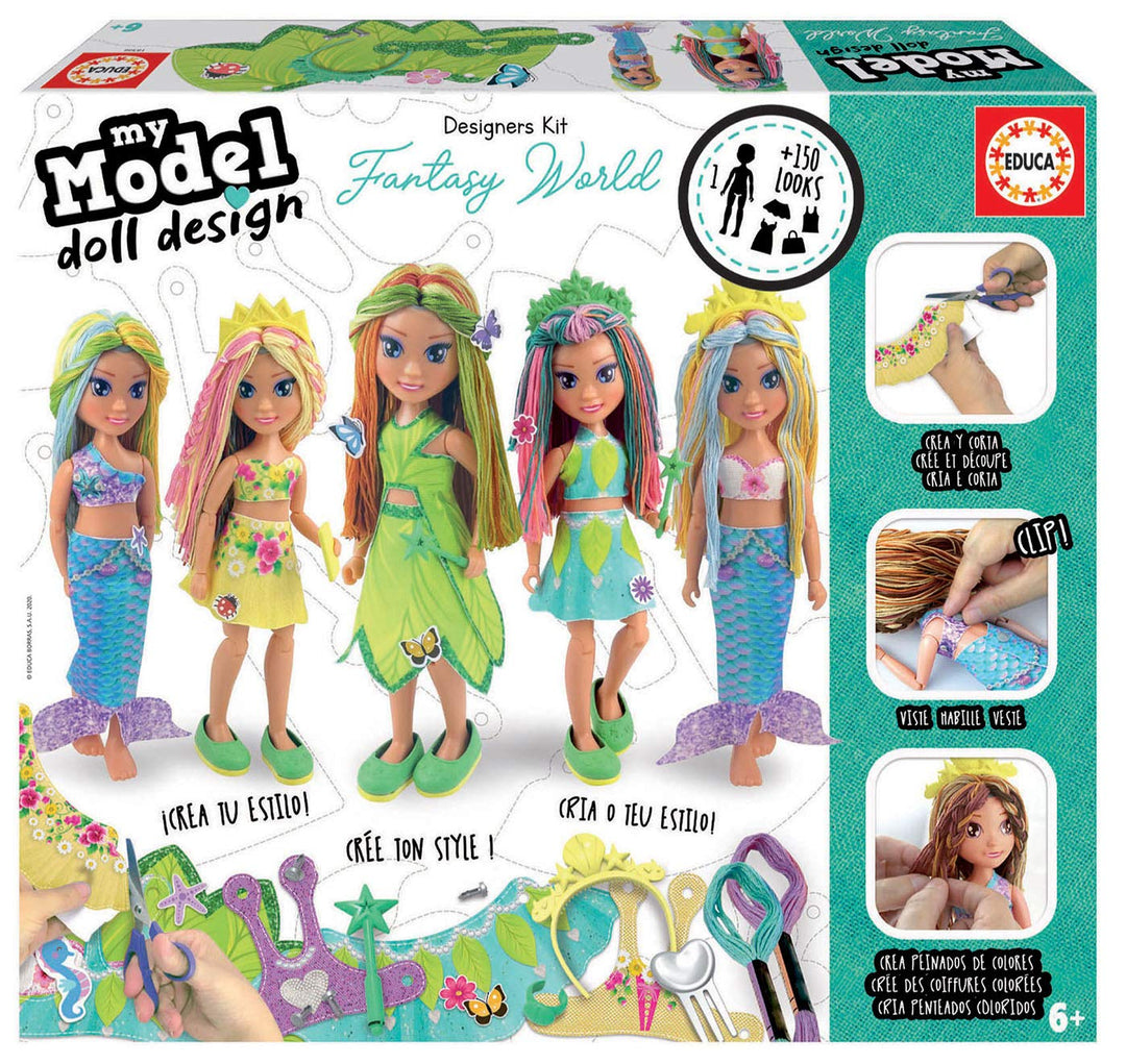 Educa 18366, My Model Doll Design Fantasy Puppe, DIY, Puppen selber Machen, Bastelset für Kinder ab