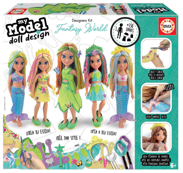 Educa 18366, My Model Doll Design Fantasy Puppe, DIY, Puppen selber Machen, Bastelset für Kinder ab