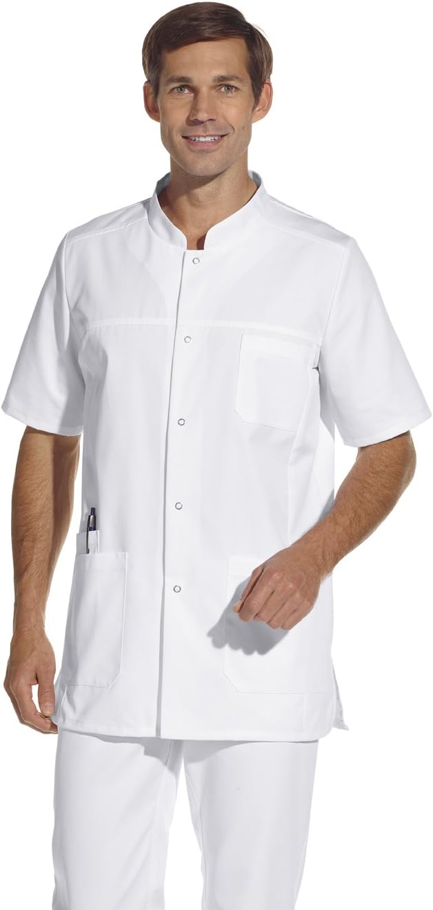 Herren-Kasack 1/2 Arm, 2 Seitentaschen, Seitenschlitze, weiss XL Weiss, XL Weiss