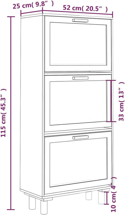 Tidyard Schuhschrank 3 Schuhkipper Schuhregal Schrank Schuhaufbewahrung Kommode Weiss 52x25x115 cm H