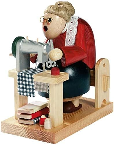 KWO Olbernhau 21011 Räuchermännchen Schneiderin sitzend, 16 cm
