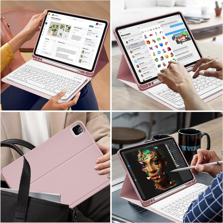 JKSML Hülle mit Tastatur für iPad Pro 11 Zoll 4./3./2.Generation (2022/2021/2020) mit Stifthalter, A