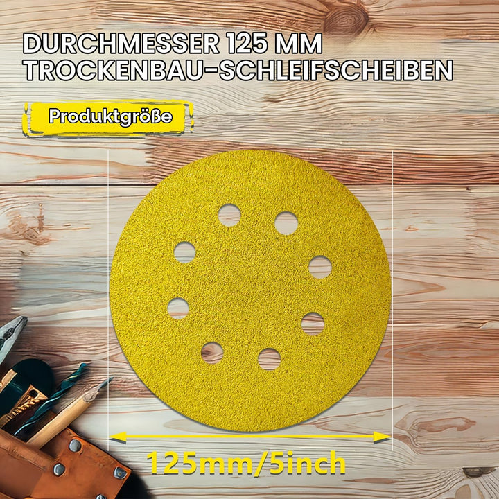 90 Stück Schleifpapier 125mm klett, 8 Loch, Schleifscheiben Set mit Körnung 60/80/120/150/180/240/32