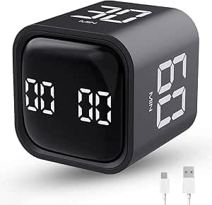 Productivity Timer, Pomodoro Timers Cube Timer Würfel, Flip Schwerkraft Sensor, Stumm,Vibriert und T