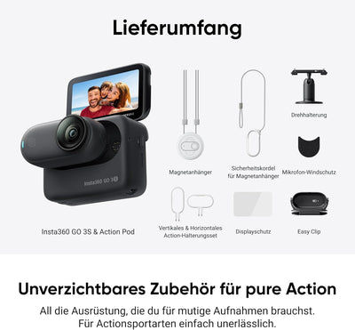 Insta360 GO 3S Action-Bundle - Tragbare 4K Mini-Kamera, Freihand-POVs, Überall anbringbar, Stabilisi