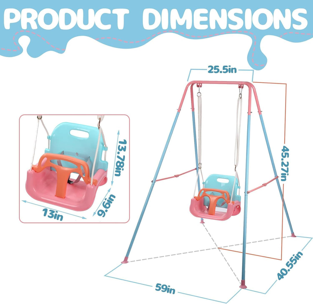 Babyschaukel, 3-in-1-Babyschaukel für drinnen und draussen mit Gestell, Kinderschaukel mit Metallstä
