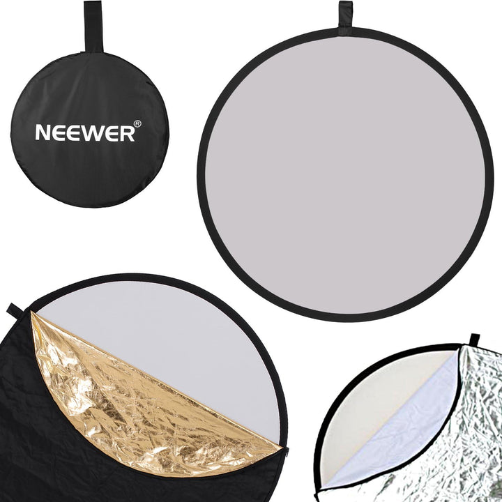 Neewer Fotografie 5-in-1 Multi-Lichtreflektor (110cm) mit hochwertiger metallischer Klemmhalter für