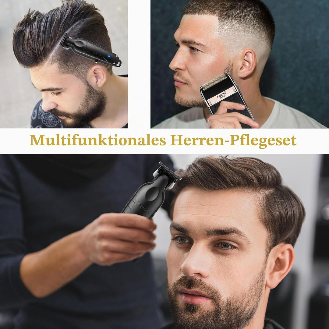 KEMEI 2 in 1 Haartrimmer &amp; Folienrasierer Set fur Manner, Kabelloser T Blade Bart Trimmer und Rasier