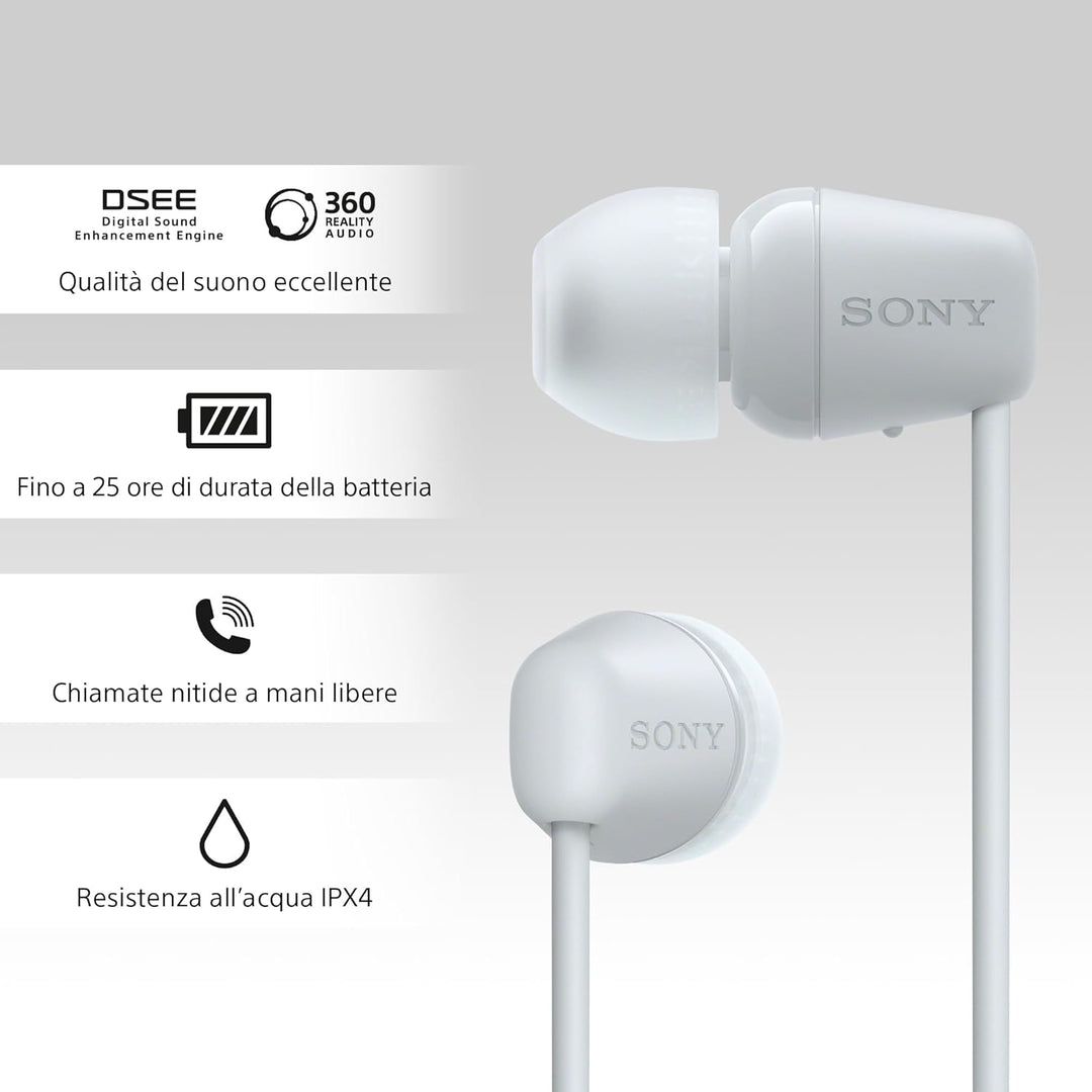 Sony kabellose WI-C100 In-Ear-Kopfhörer (bis zu 25 Stunden Akkulaufzeit, optimiert für Sprachassiste